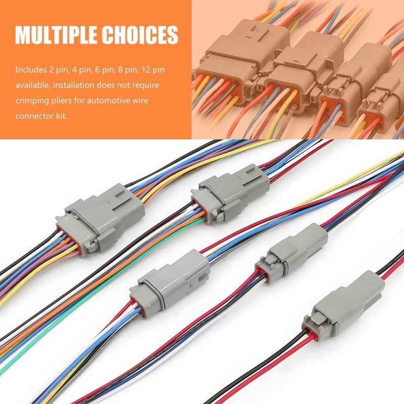 ZNDAW DT 8 Pin Connector Kit, 16 AWG Automotive Waterproof Electrical Plug 8 Way Male Female Socket, DT04-2P DT06-8S Connectors with Crimp Wire Terminals for Car Truck Motorcycle - Image 3
